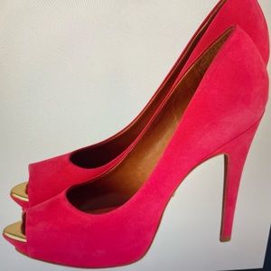Carrano Elizath Leather Nubuck Candy Peep Toe Pump